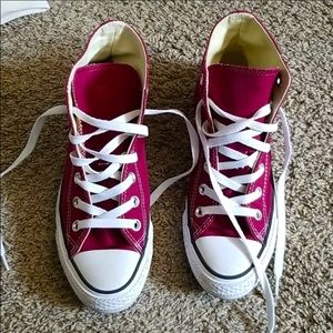 Converse high tops, maroon colored